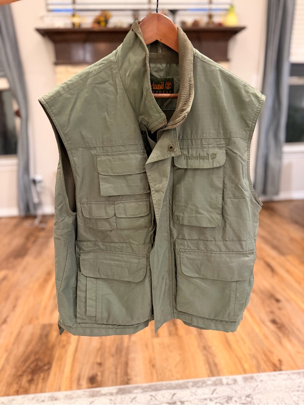Timberland Olive Green Multi-Pocket Outdoor Vest